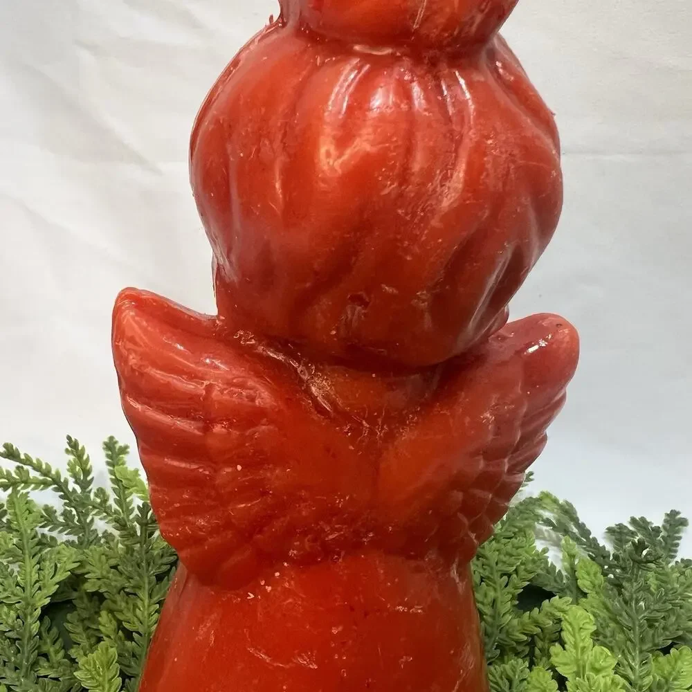Vintage Chior Angel Red Orange Christmas Wax Candle Mid Century Figurine 7”